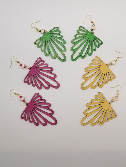 Wooden Dangle Earrings Burlywood