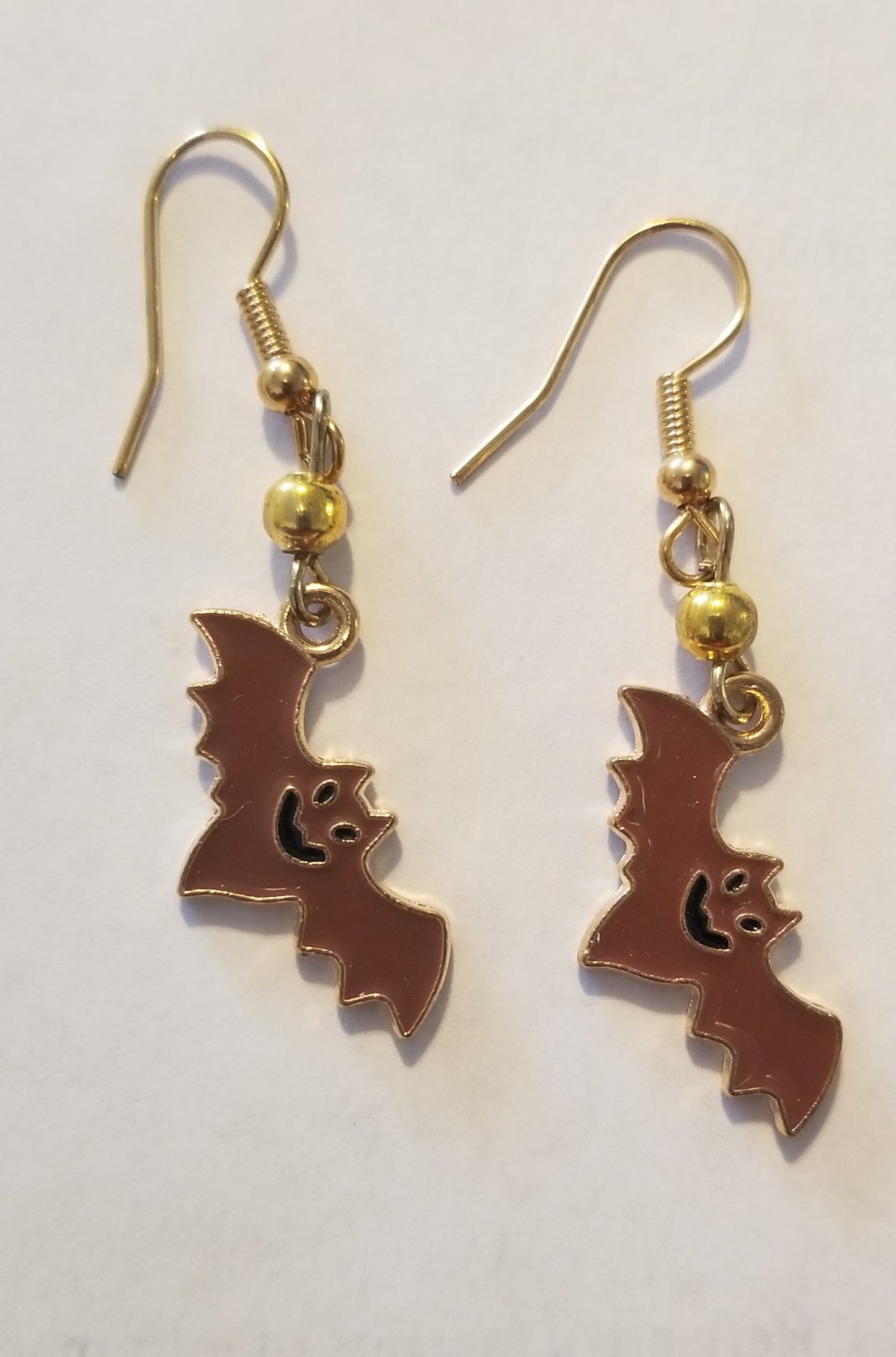 Halloween Holiday Earrings. Halloween Dangle Earrings. Purple Witches Hat, Purple Bat, and Purple Spider