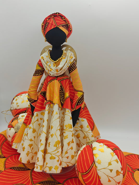 "ZURI" Black Christmas Angel, African American Angel For Tree Top Or Large Kwanzaa Ornament Set