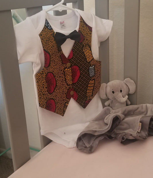 Baby Vest Outfit | Kente Print Vest | Easter Outfit For Baby | Coming Home Outfit | Ring Bearer Outfit | Baby Shower Gift