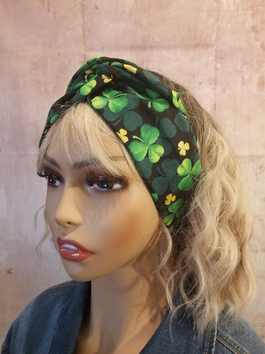 St Patrick's Day Wire Headband| Head Wrap| Shamrock Dolly Bow Headwrap| Boho Headband