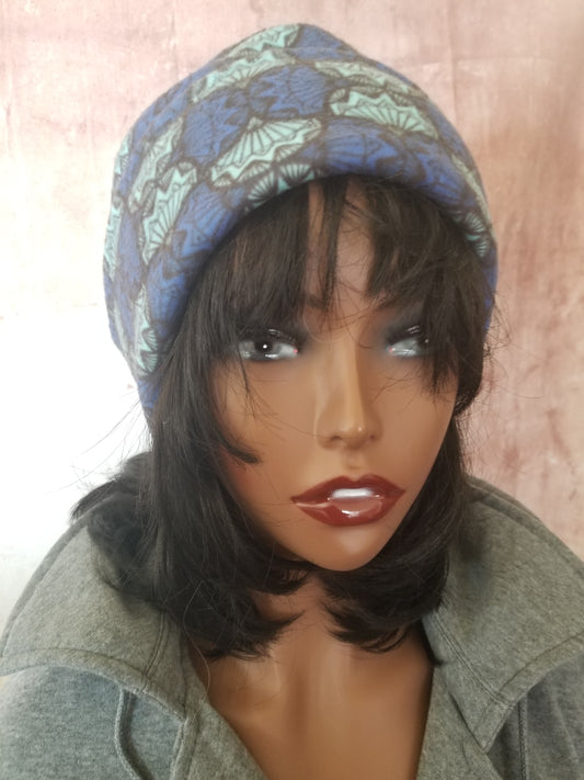 Blue Hat| Unisex Hats| African Print Hat| Men's Hats| Lined Hat for Winter