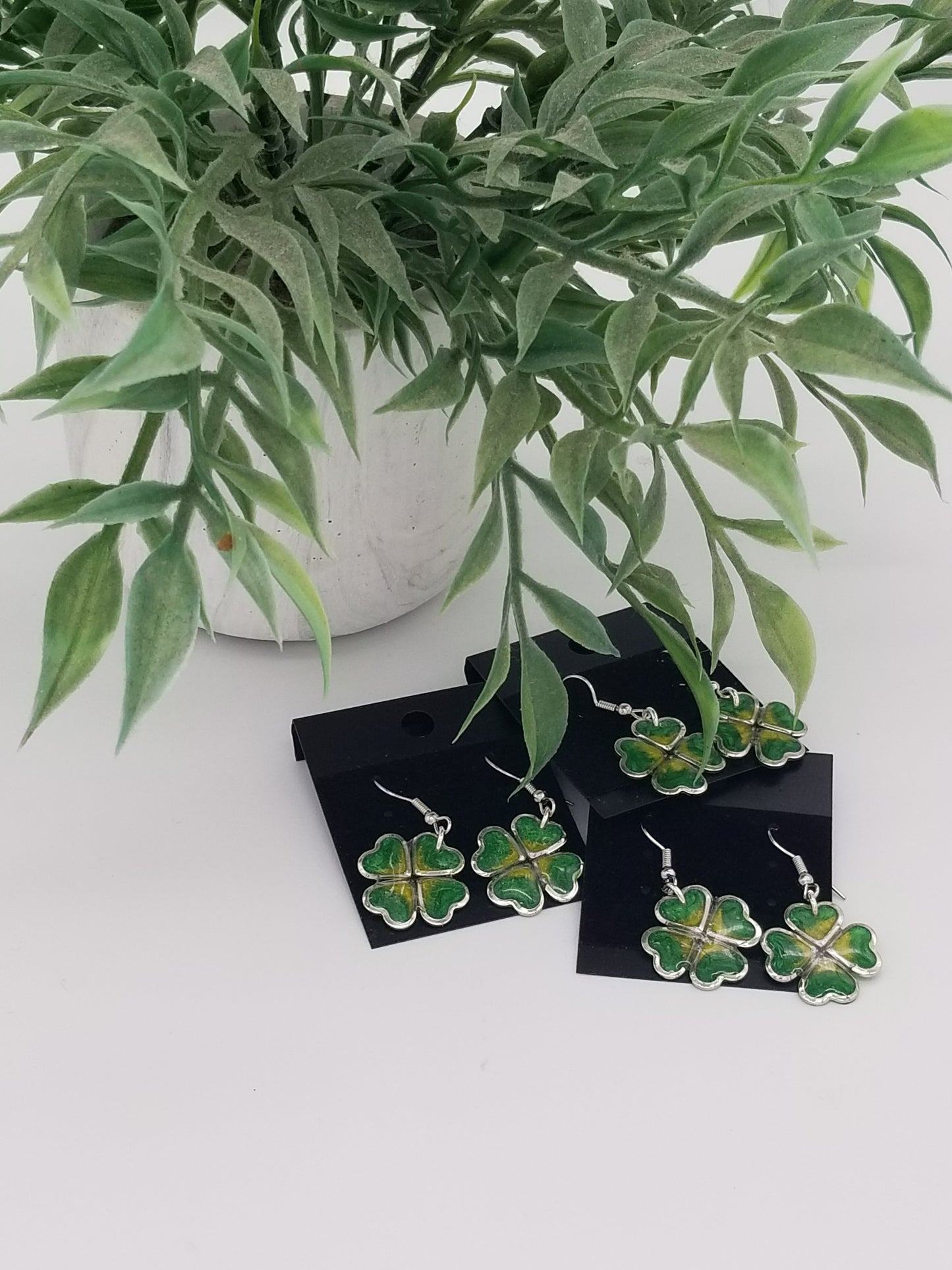 Gold Four Leaf Clover Earrings| St Patrick's Day Earrings| | Shamrock Earrings| Clover Earrings| Resin Earrings Dangle Earrings