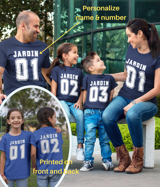 Personalized gifts for Dad, Double-sided print Daddy and Me matching t-shirts, Matching Father's Day Shirts, Custom number shirt for Dad