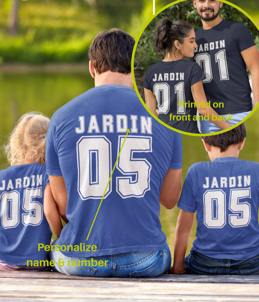 Matching Father's Day Shirts, Personalized gifts for Dad, Double-sided print Daddy and Me matching t-shirts, Custom number shirt for Dad
