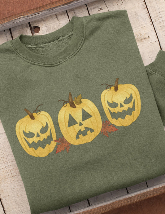Pumpkin Halloween Sweatshirt, Jack o Lantern Halloween Shirt, Plus Size Halloween Pullover Sweatshirt, Pumpkin Sweatshirt, Fall Crew Neck