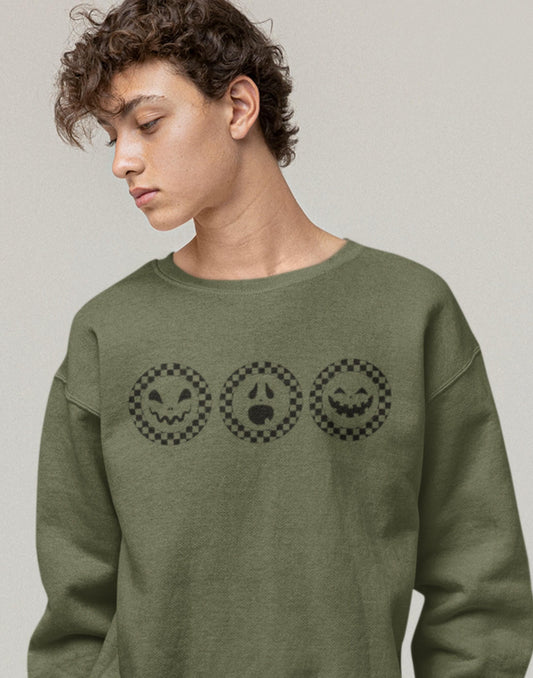 Halloween Sweatshirt, Ghost Shirt, Up To Plus Size Halloween Pullover Sweatshirt, Retro Halloween Crew Neck, 3X Sweatshirt For Fall