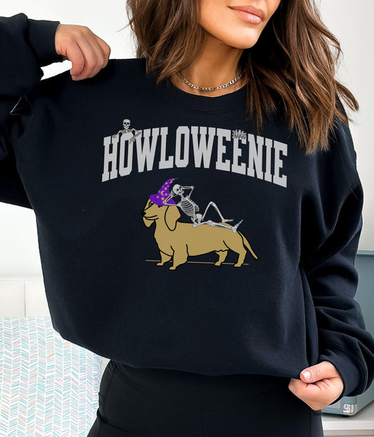 Howloweenie Halloween Shirt, Pullover Sweatshirt, Retro Halloween Crew Neck, Funny Dog Shirt, Dog shirt, Cute Halloween Shirt, Fall Sweater