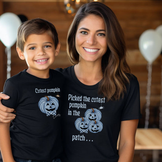 Matching Cutest Pumpkin TShirts, Mommy and Me Shirt, Mother and Son Tee, Halloween Family T-Shirts, Kids Halloween Shirt, Mom Shirts