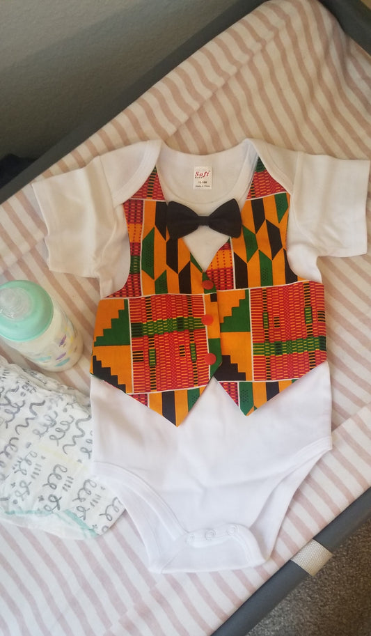 Kente Print Vest | Baby Vest Outfit | Easter Outfit For Baby | Coming Home Outfit | Ring Bearer Outfit |Baby Shower Gift