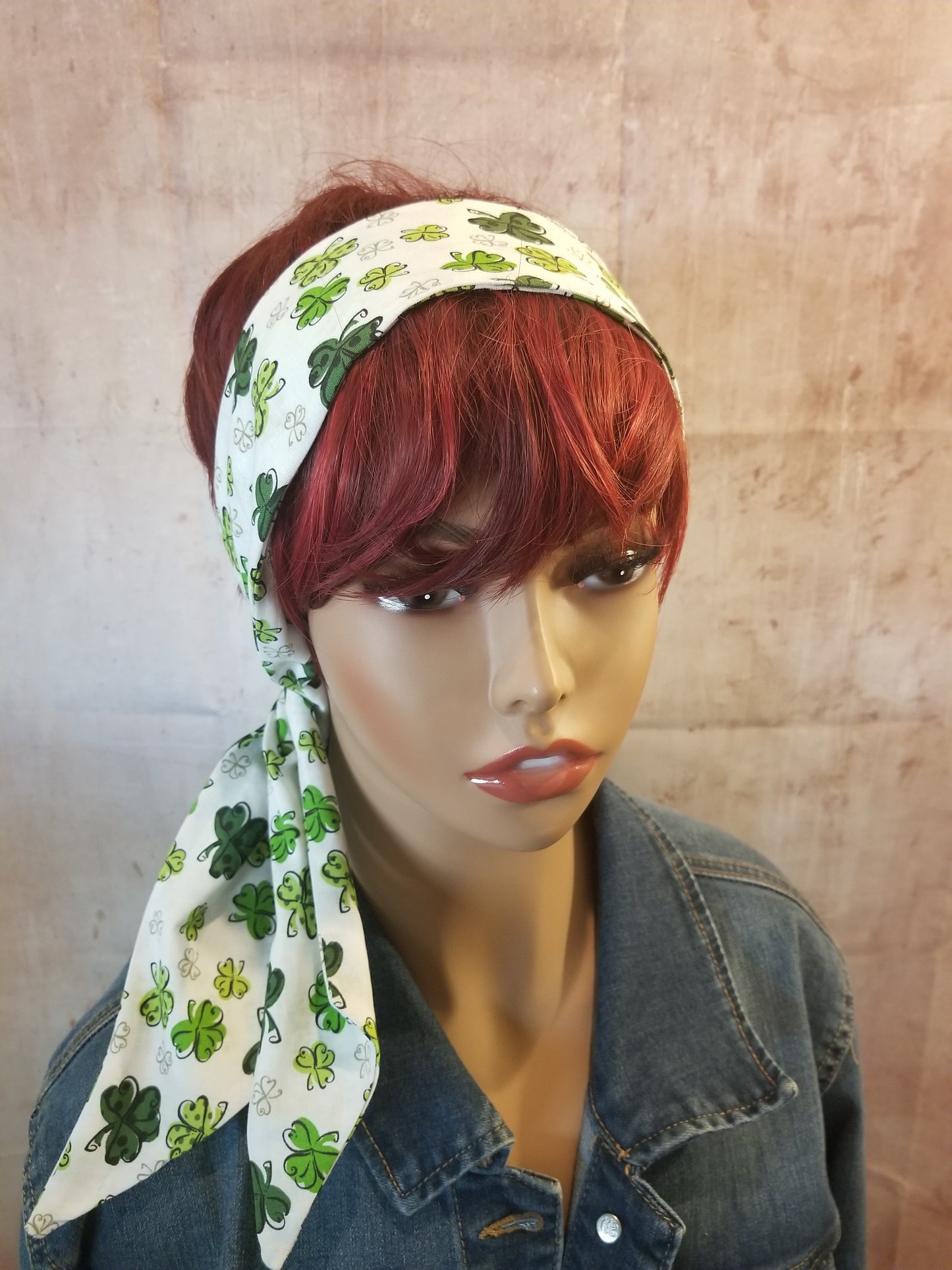 Wire Retro Headband| St Patrick's Day Headband| Head Wrap| Shamrock Dolly Bow Headwrap|