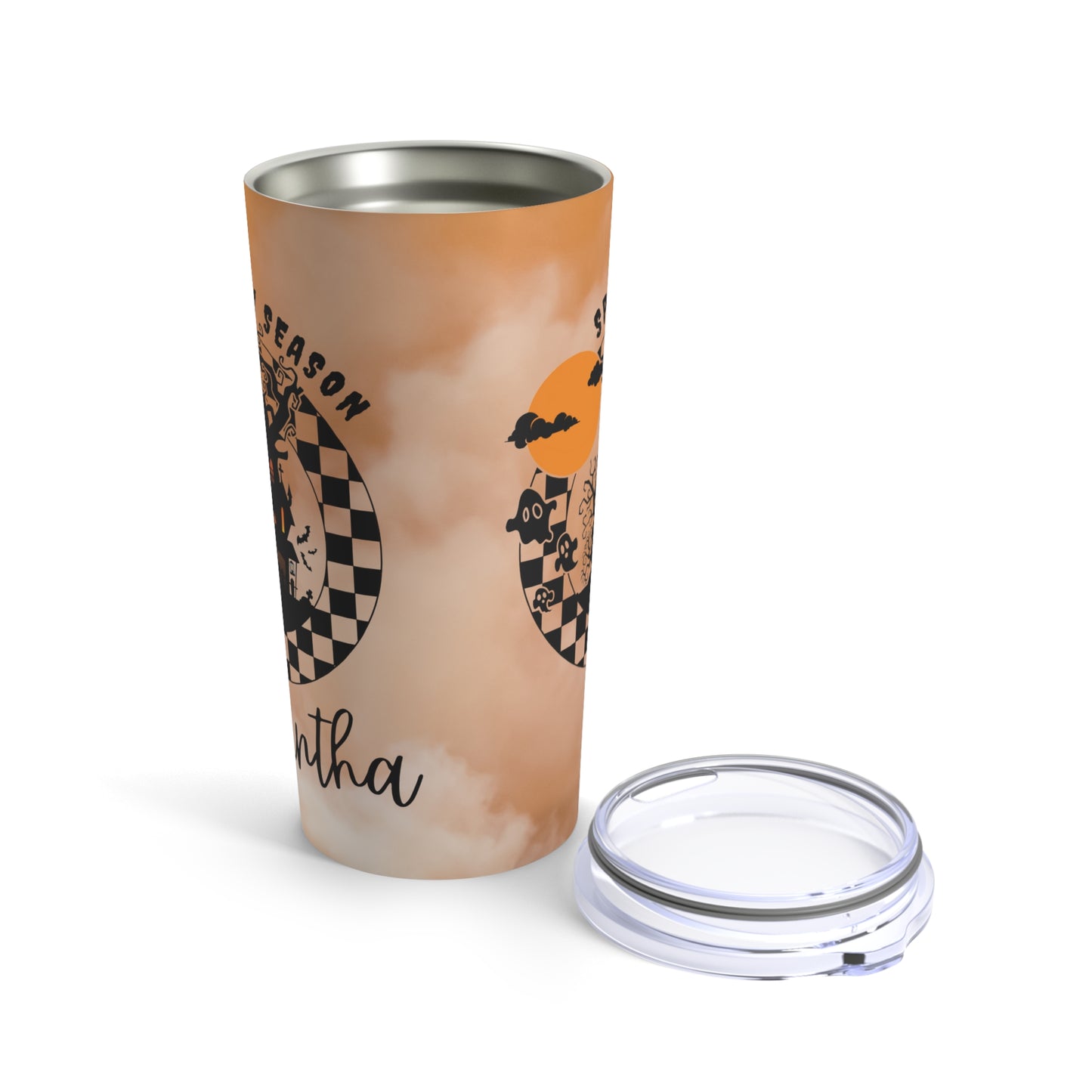 Stainless Steel Halloween cup, Personalized 20 oz Tumbler, Halloween Gift, Halloween Tumbler Gift, Fall Iced coffee cup with lid, Insulated travel mug