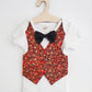 Holiday Baby Boy One Piece Romper with Faux Vest In Charming Christmas Prints And Bow Tie