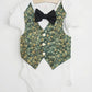 Holiday Baby Boy One Piece Romper with Faux Vest In Charming Christmas Prints And Bow Tie