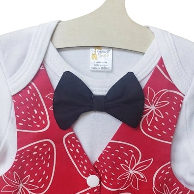 Handmade Strawberry baby clothes for special occasions, the perfect baby boy coming home outfit, ring bearer, or baby shower gift.