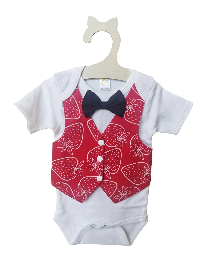 Handmade Strawberry baby clothes for special occasions, the perfect baby boy coming home outfit, ring bearer, or baby shower gift.