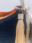 Navy And Sherpa Handmade Boutique Style Baguette Upcycled Handbag Purse Is A Colorful Fabric One Of A Kind Single Compartment Shoulder Bag