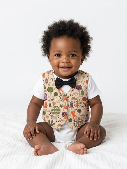 Handmade Playful Forest Baby Clothes For Special Occasions, The Perfect Baby Boy Coming Home Outfit, Ring Bearer, Or Baby Shower Gift.