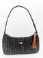 Black Handmade Boutique Style Baguette Upcycled Handbag Graphite Purse Is A One Of A Kind Single Compartment Colorful Fabric Shoulder Bag