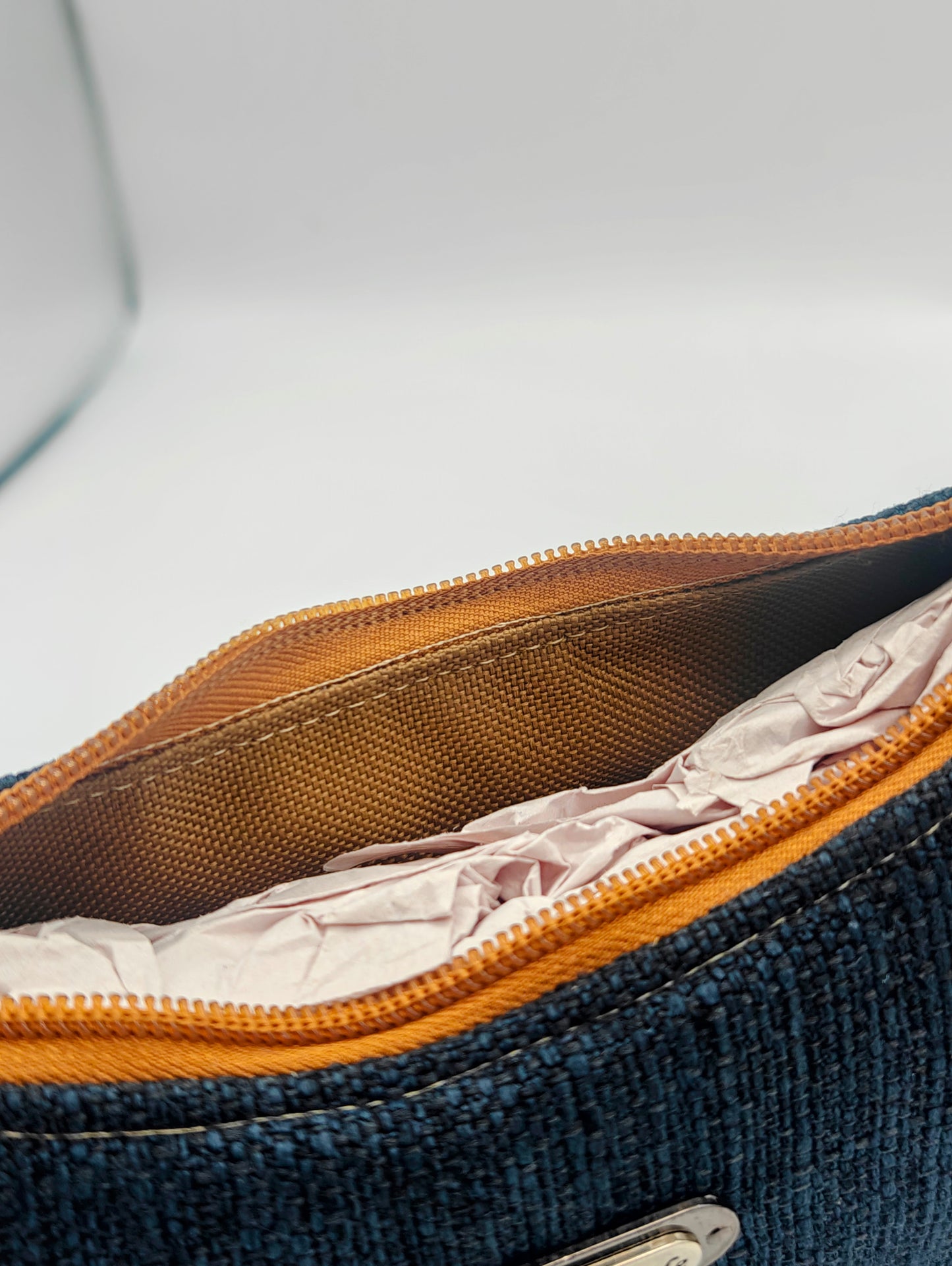 Navy And Sherpa Handmade Boutique Style Baguette Upcycled Handbag Purse Is A Colorful Fabric One Of A Kind Single Compartment Shoulder Bag