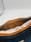 Navy And Sherpa Handmade Boutique Style Baguette Upcycled Handbag Purse Is A Colorful Fabric One Of A Kind Single Compartment Shoulder Bag