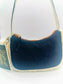 Navy And Sherpa Handmade Boutique Style Baguette Upcycled Handbag Purse Is A Colorful Fabric One Of A Kind Single Compartment Shoulder Bag
