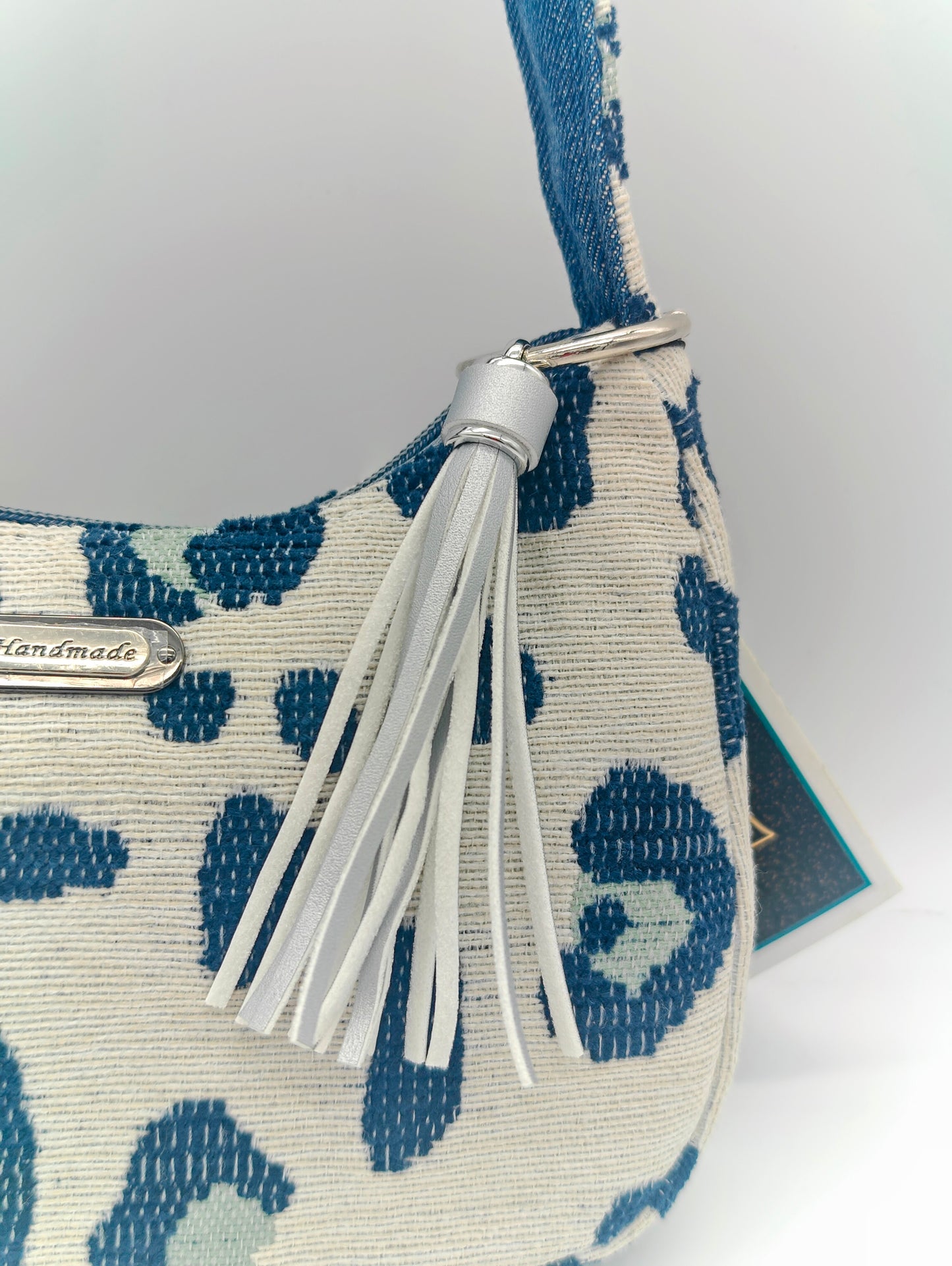 Leopard Print Handmade Boutique Style Baguette Upcycled Handbag Purse Is A One Of A Kind Single Compartment Colorful Fabric Shoulder Bag