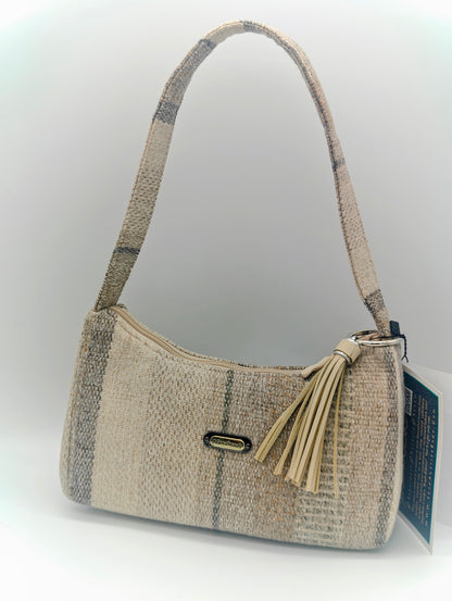 Cozy Autumn Handmade Boutique Style Baguette Upcycled Handbag Purse Is A One Of A Kind Single Compartment Colorful Fabric Shoulder Bag