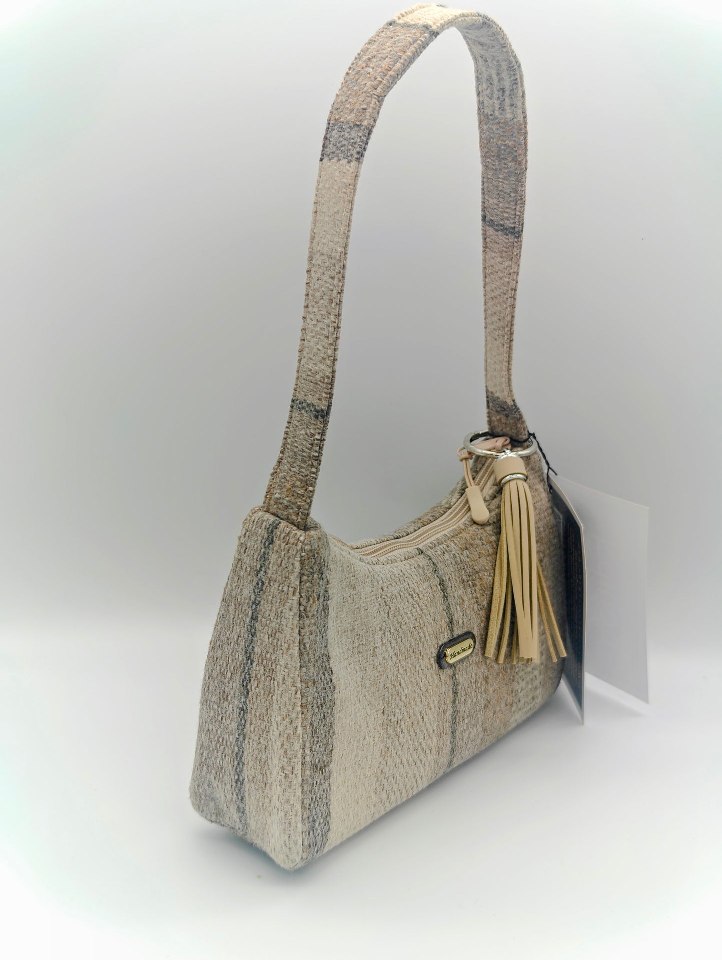 Cozy Autumn Handmade Boutique Style Baguette Upcycled Handbag Purse Is A One Of A Kind Single Compartment Colorful Fabric Shoulder Bag