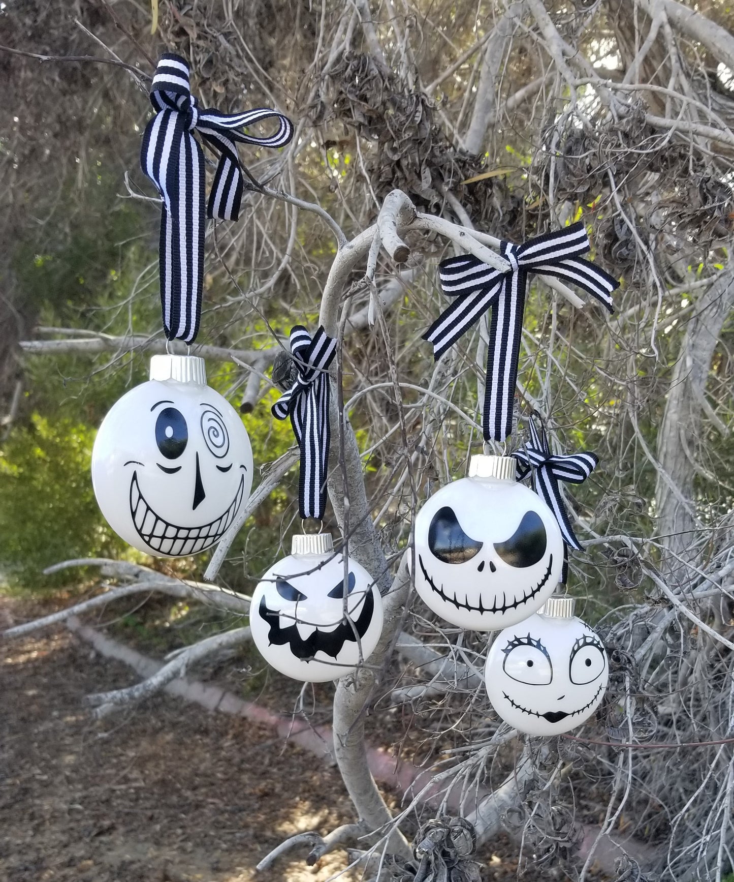 Jack Skellington, Sally, Oogie Boogie, and the Mayor of Halloween Town Ornament Set. Nightmare Before Christmas Ornament Set For Your Halloween Or Christmas Tree.