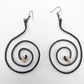 Spiral hammered Earrings Light weight wood bead accent Boho dangle earrings