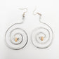 Spiral hammered Earrings Light weight wood bead accent Boho dangle earrings