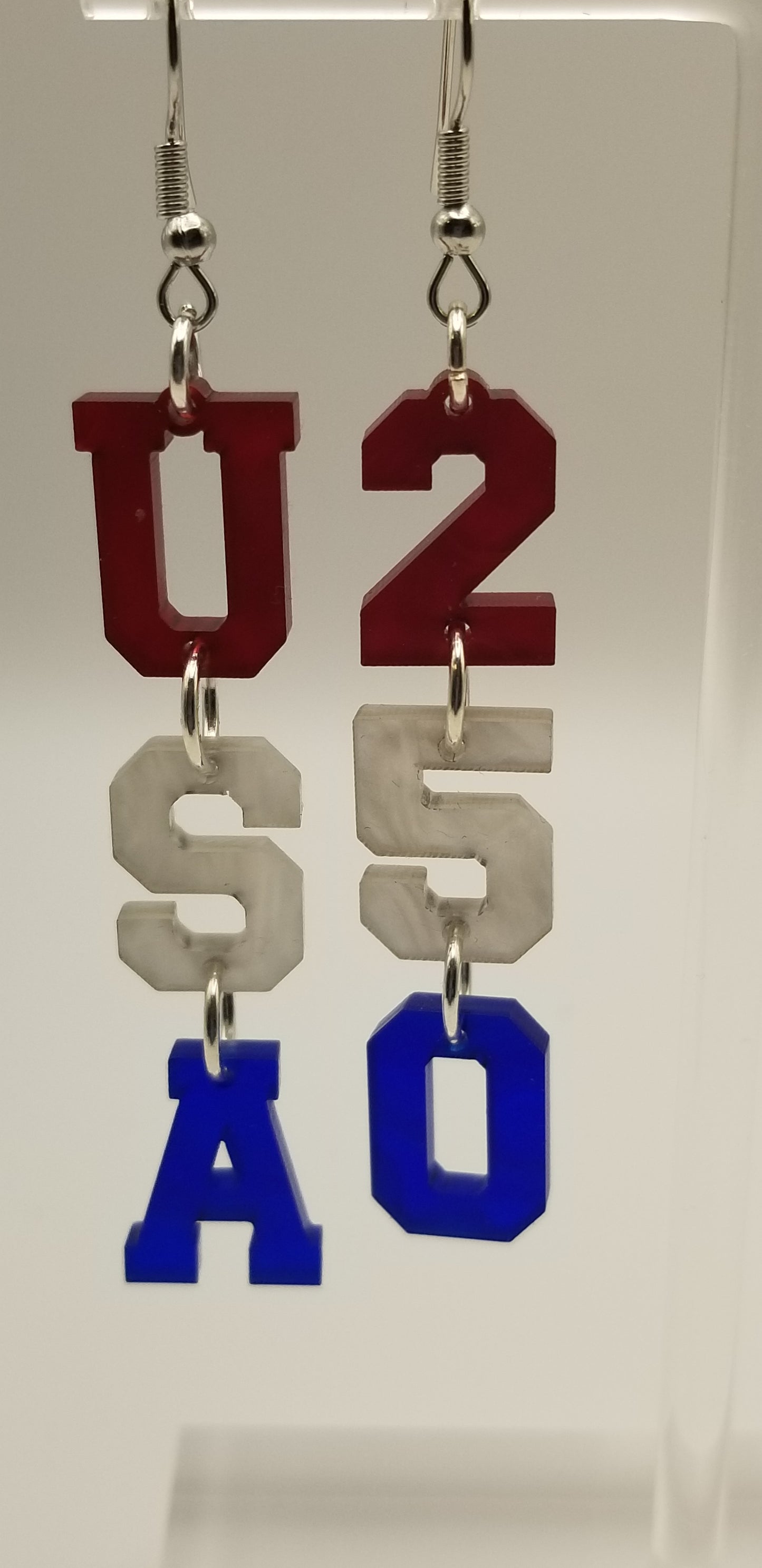 Patriotic Dangle Earrings Red, White, and Blue Earrings