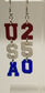 Patriotic Dangle Earrings Red, White, and Blue Earrings
