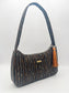 Black Handmade Boutique Style Baguette Upcycled Handbag Graphite Purse Is A One Of A Kind Single Compartment Colorful Fabric Shoulder Bag