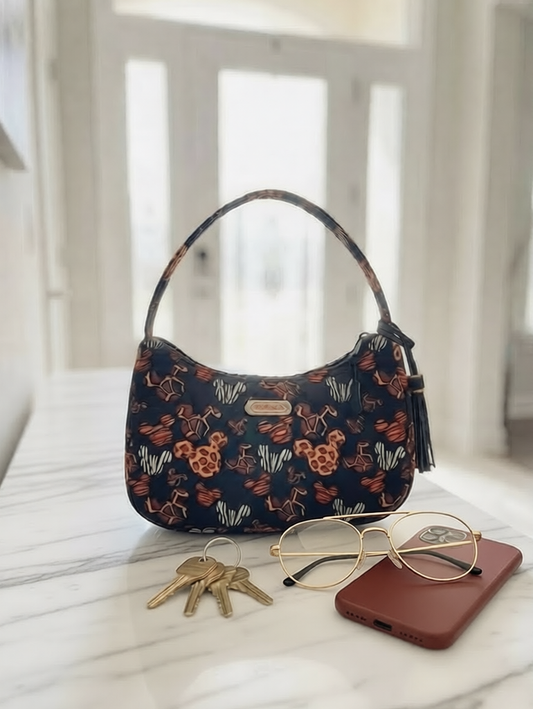 Handmade Mickey Mouse Animal Print Baguette Purse Is A Quilted Cotton Shoulder Bag That Is The Perfect Travel Friendly Disney Gift