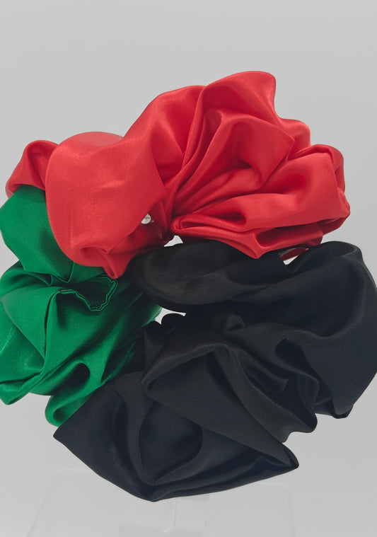 Tri-Color XXL Scrunchies For Locs, XL Scruchies For Thick Hair, Poly Satin Scrunchies, Stocking Stuffers