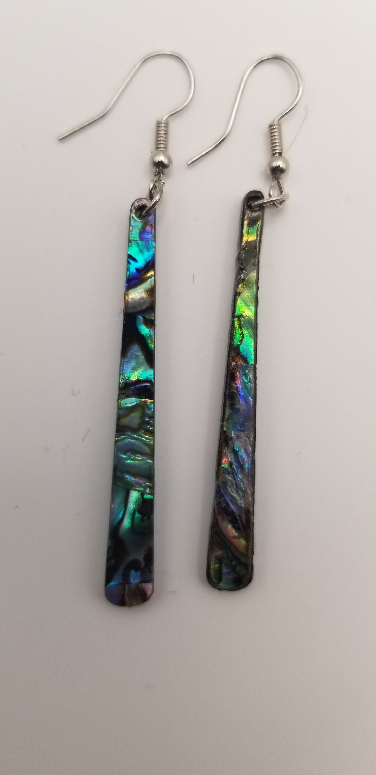 Abalone Look Vertical Bar Stick Earrings