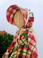 "Holly" Traditional Ornament, Old Fashion Christmas Angel, Soft sculpt Doll, Handmade Christmas Angel Tree Topper, Plaid Christmas Ornaments