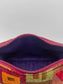 Red Handmade Boutique Style Baguette Upcycled Handbag Purse Is A One Of A Kind Single Compartment Colorful Fabric Shoulder Bag