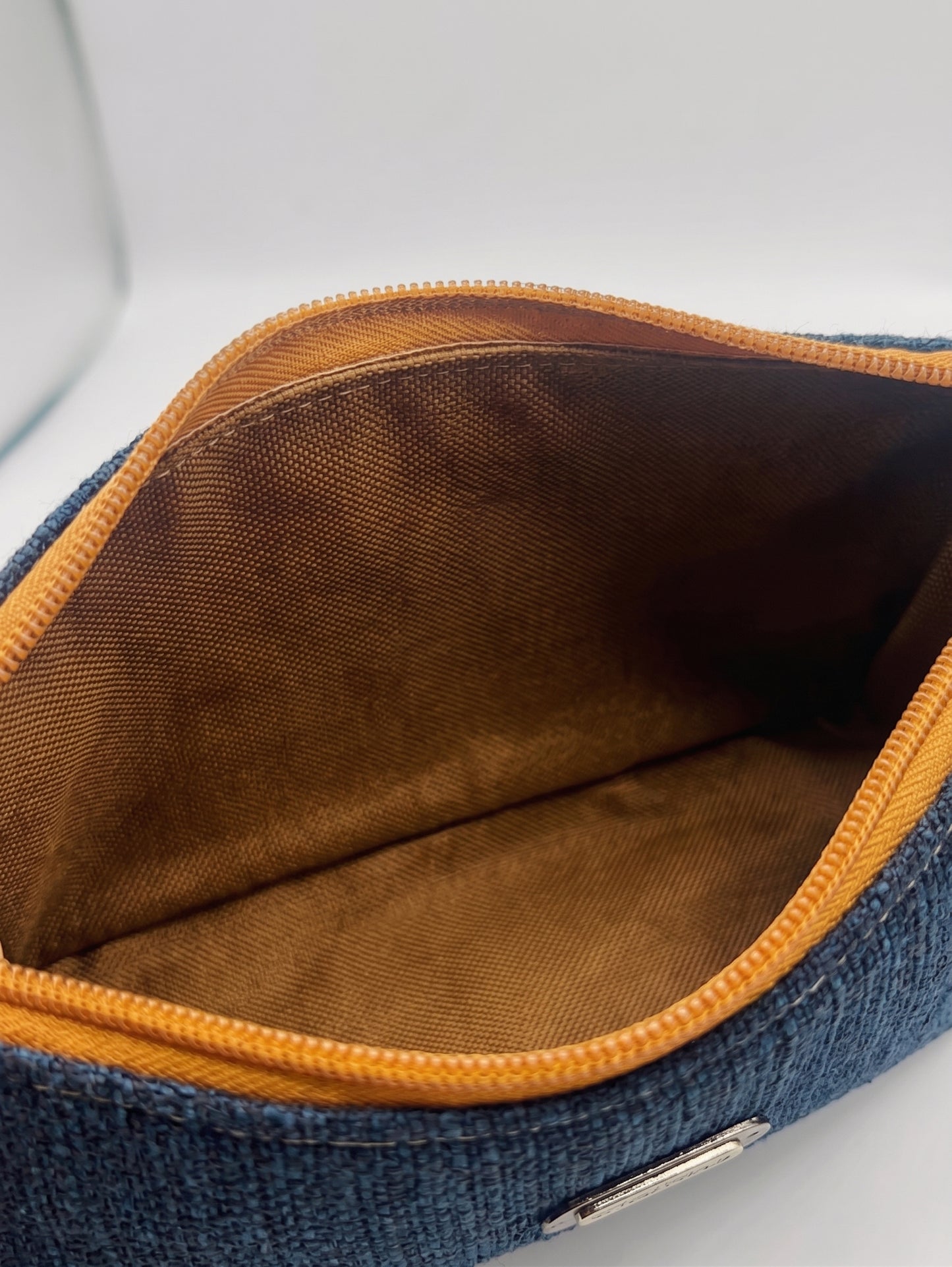 Navy And Sherpa Handmade Boutique Style Baguette Upcycled Handbag Purse Is A Colorful Fabric One Of A Kind Single Compartment Shoulder Bag