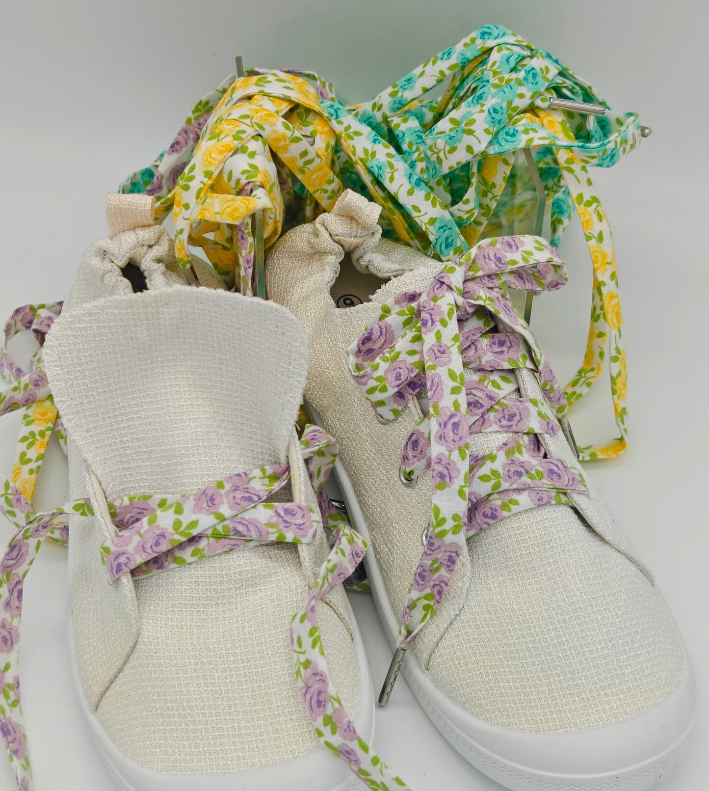 Flower Shoe Laces, Handmade Laces, Fun Shoe Laces For Shoes, Printed Shoe Strings, Cotton Shoe Laces