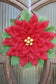 Poinsettia Christmas Wreath. Front Door Wreath For The Holidays. Red Poly Burlap Mesh Christmas Wreath.