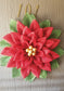 Poinsettia Christmas Wreath. Front Door Wreath For The Holidays. Red Poly Burlap Mesh Christmas Wreath.