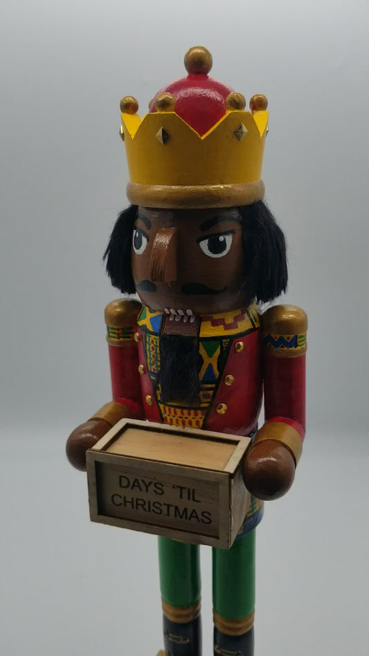 Black African American Hand Painted Kente Print Nutcracker Advant Countdown Christmas Decor