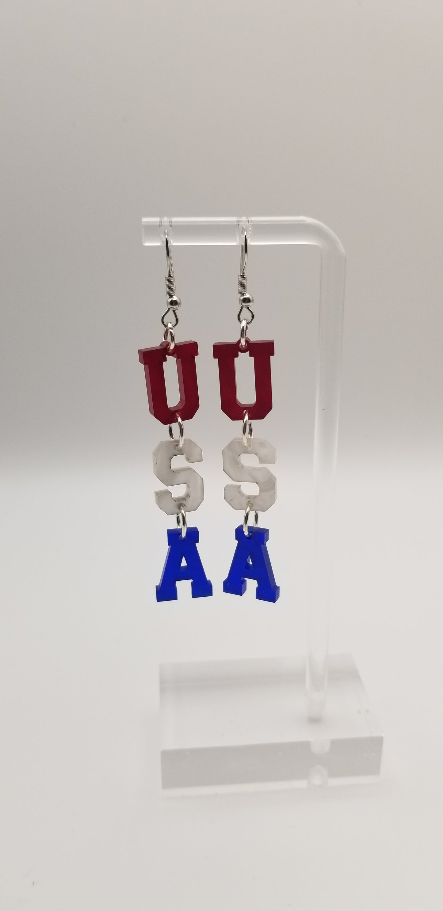 Patriotic Dangle Earrings Red, White, and Blue Earrings