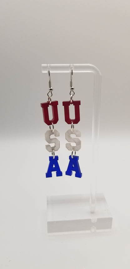 Patriotic Dangle Earrings Red, White, and Blue Earrings