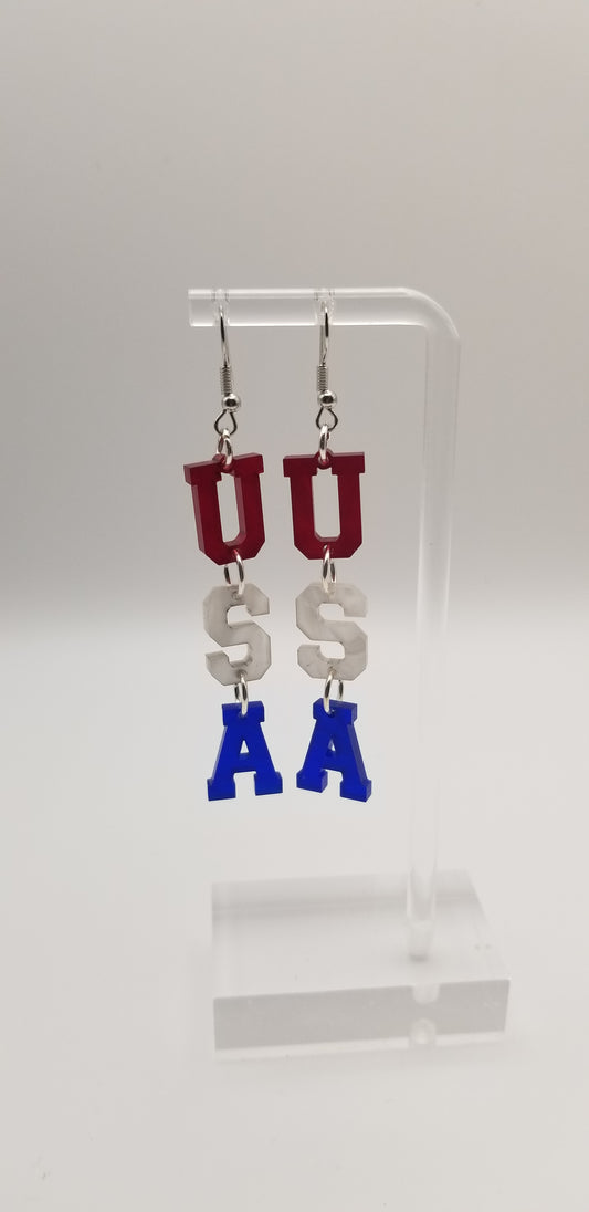 Patriotic Dangle Earrings Red, White, and Blue Earrings
