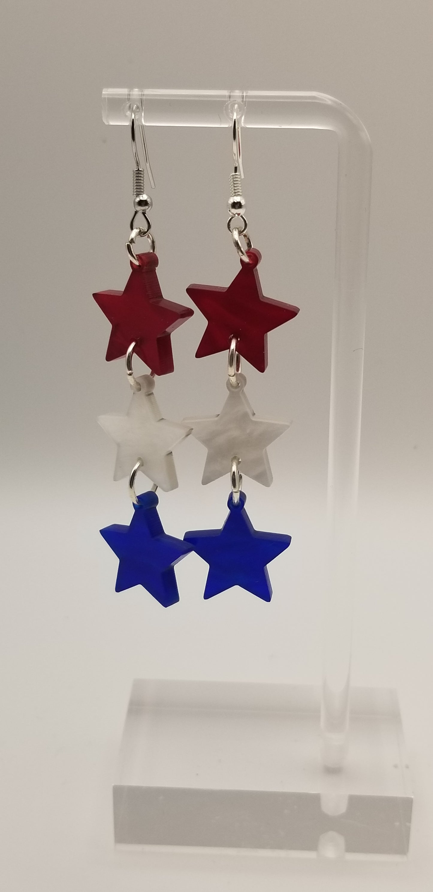 Patriotic Dangle Earrings Red, White, and Blue Earrings