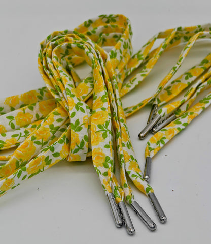 Flower Shoe Laces, Handmade Laces, Fun Shoe Laces For Shoes, Printed Shoe Strings, Cotton Shoe Laces